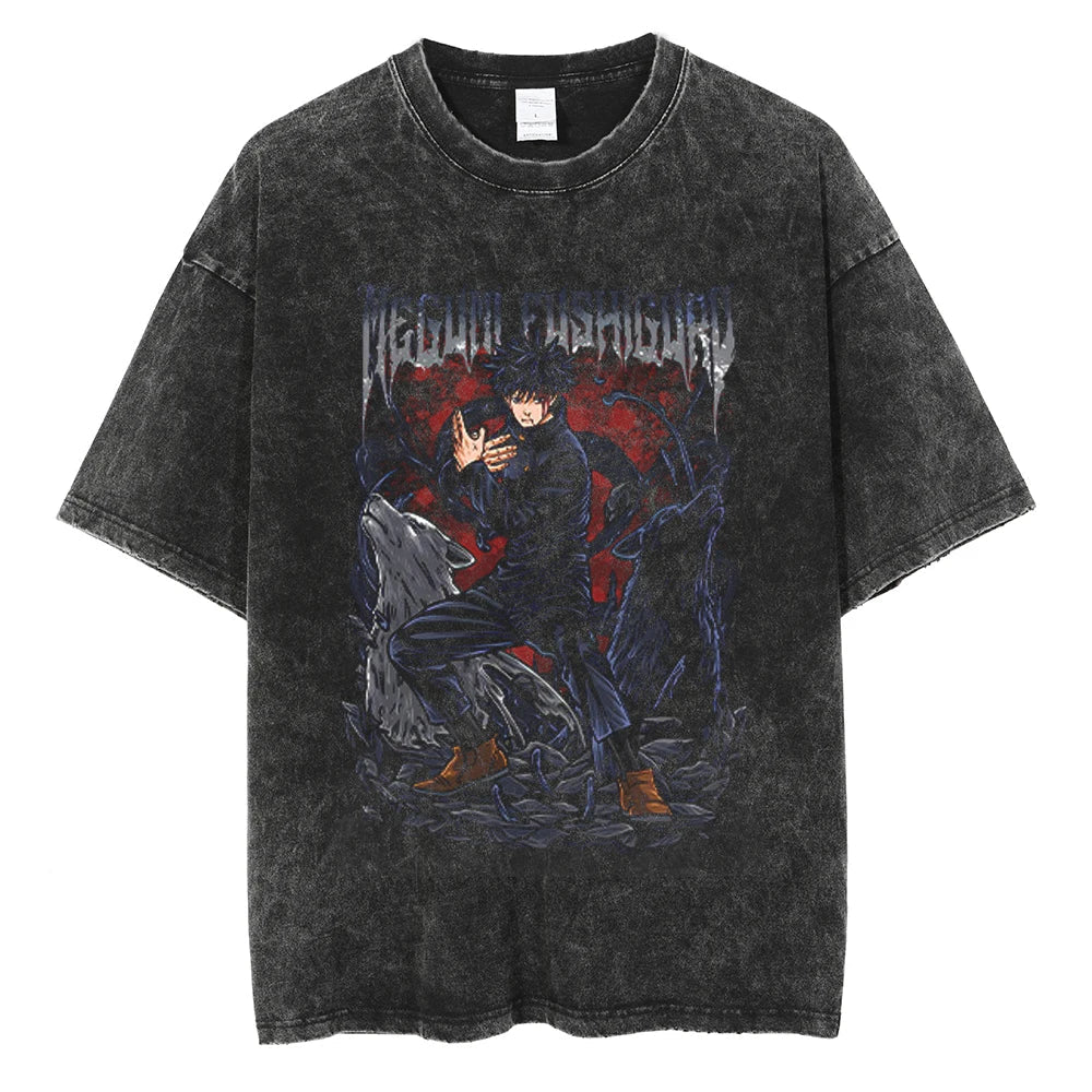 Jujutsu Kaisen Fushiguro Divine Dog Summoner Oversized Vintage T-Shirt