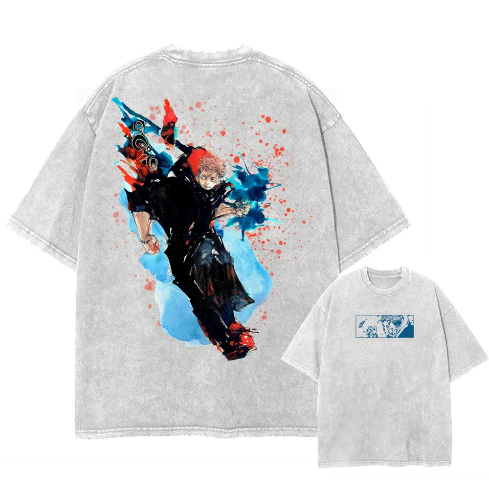 Jujutsu Kaisen Itadori's Power Oversized Vintage T-Shirt