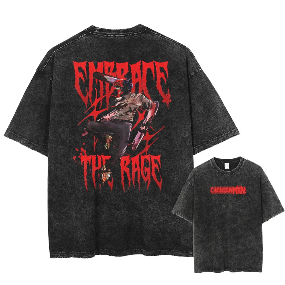 Chainsaw Man Embrace The Rage Oversized Vintage T-Shirt