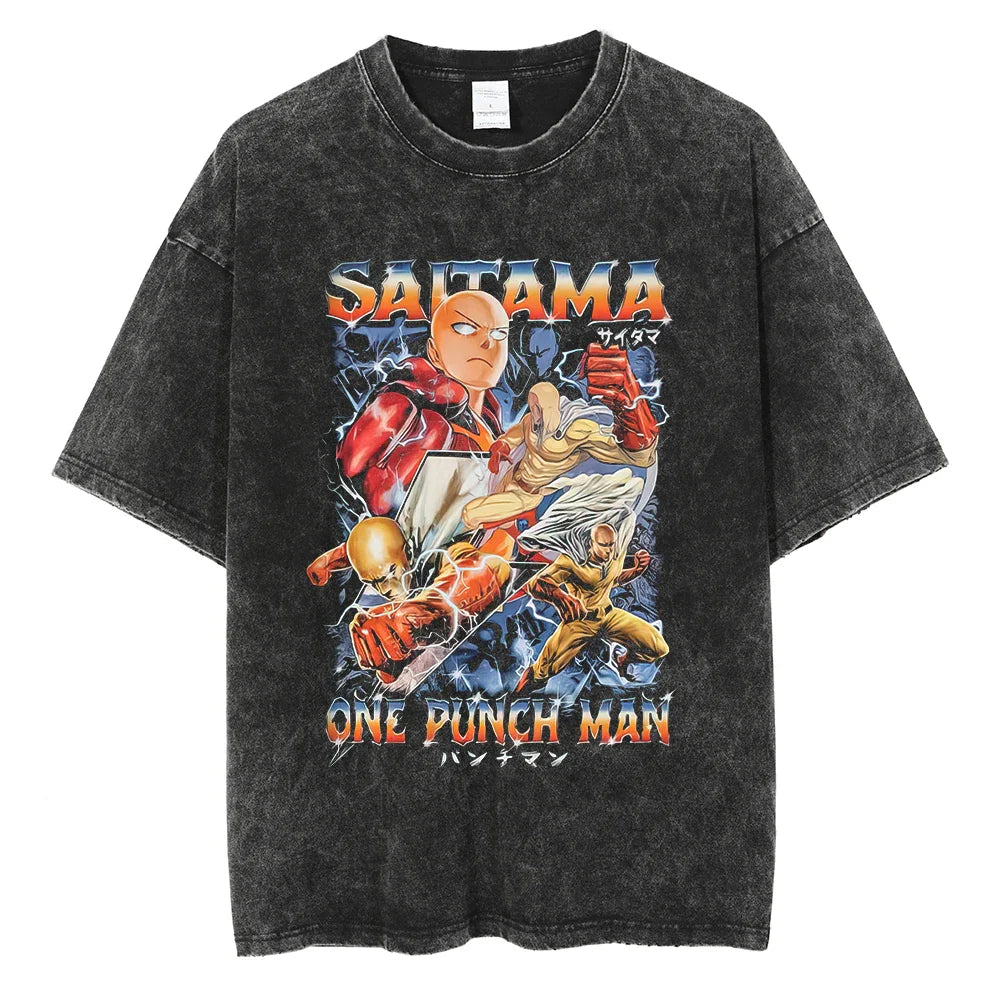 One Punch Man Saitama Bald Hero Vintage T-Shirt
