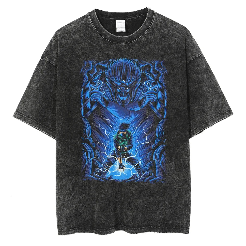 Naruto Kakashi Sharingan Warrior Oversized Vintage T-Shirt