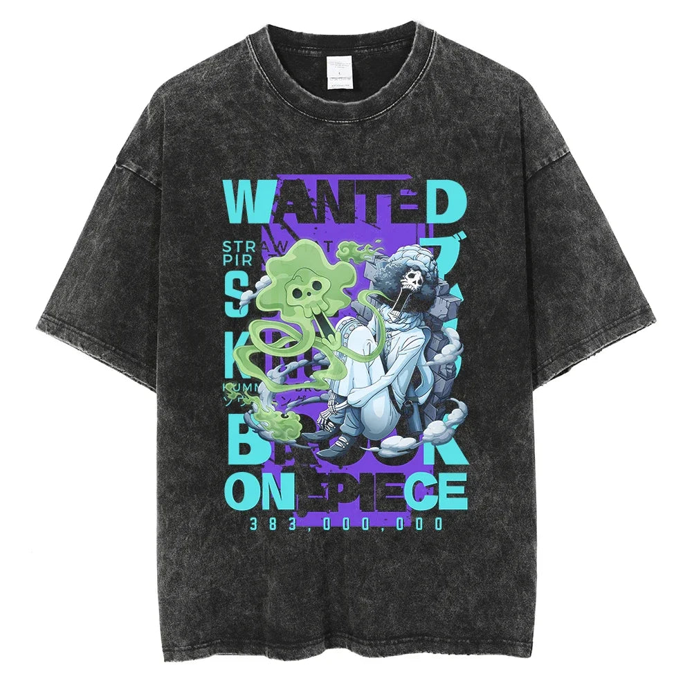One Piece Brook Wanted Graphic Vintage T-Shirt