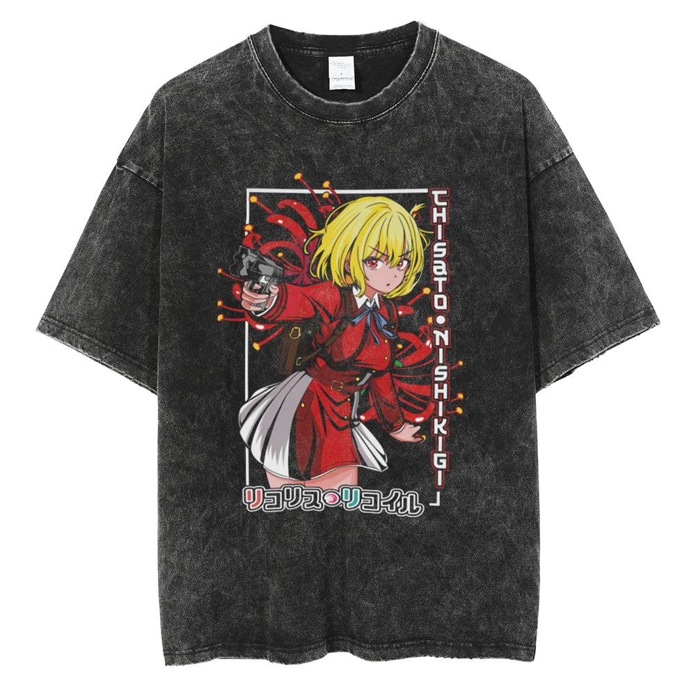 Lycoris Recoil Chisato's Mission Oversized Vintage T-Shirt