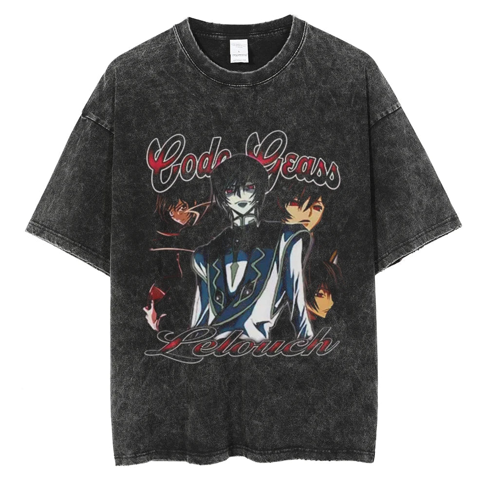 Code Geass Lelouch The Black Knight Oversized Vintage T-Shirt