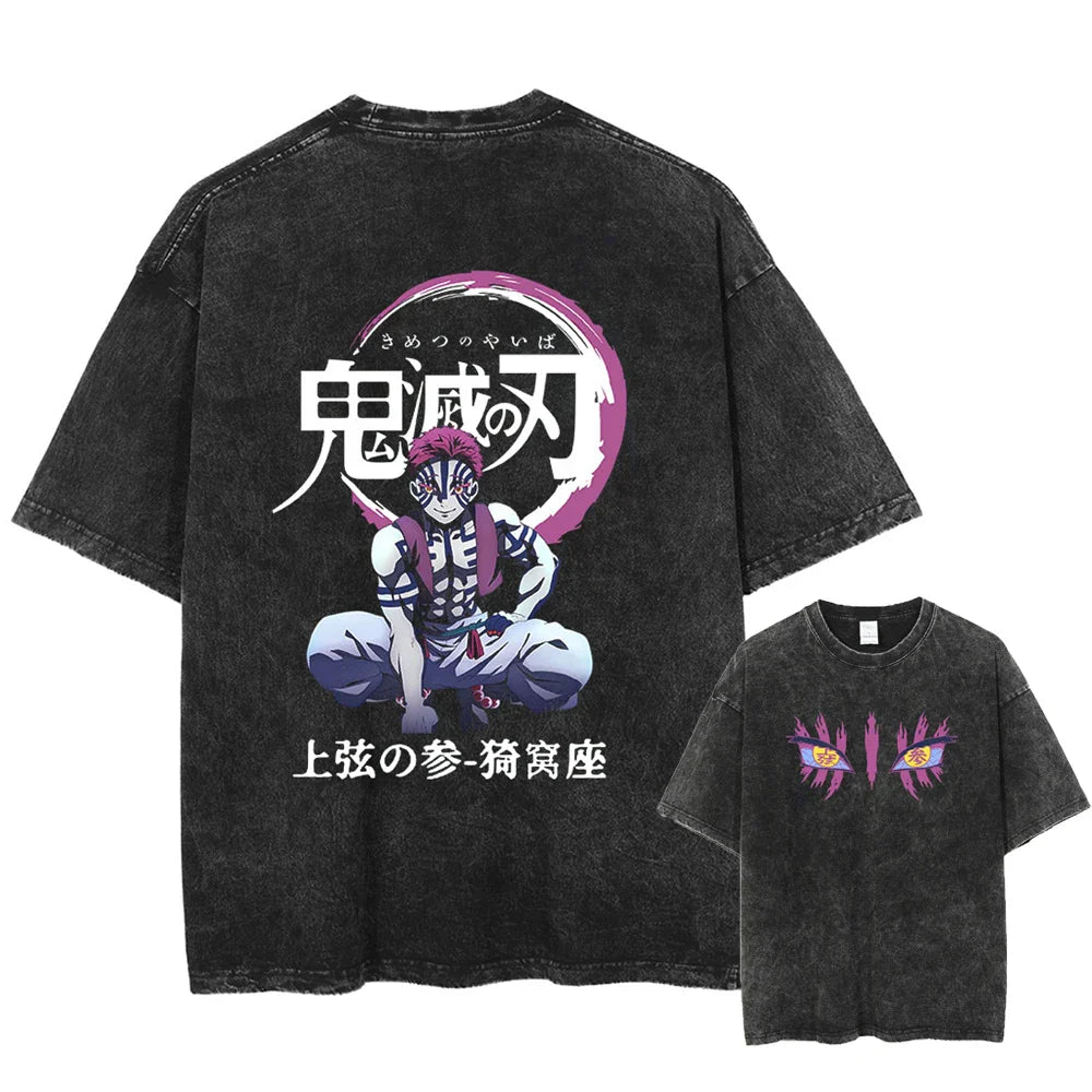 Demon Slayer Akaza Technique Development Oversized Vintage T-Shirt