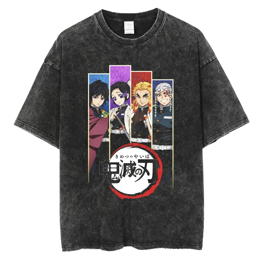 Demon Slayer Akaza Upper Moon Three Oversized Vintage T-Shirt