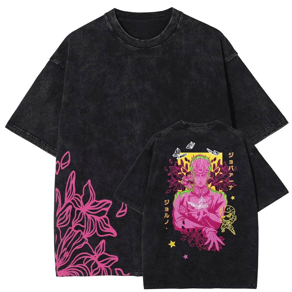 JoJo's Bizarre Adventure Floral JoJo Oversized Vintage Shirt