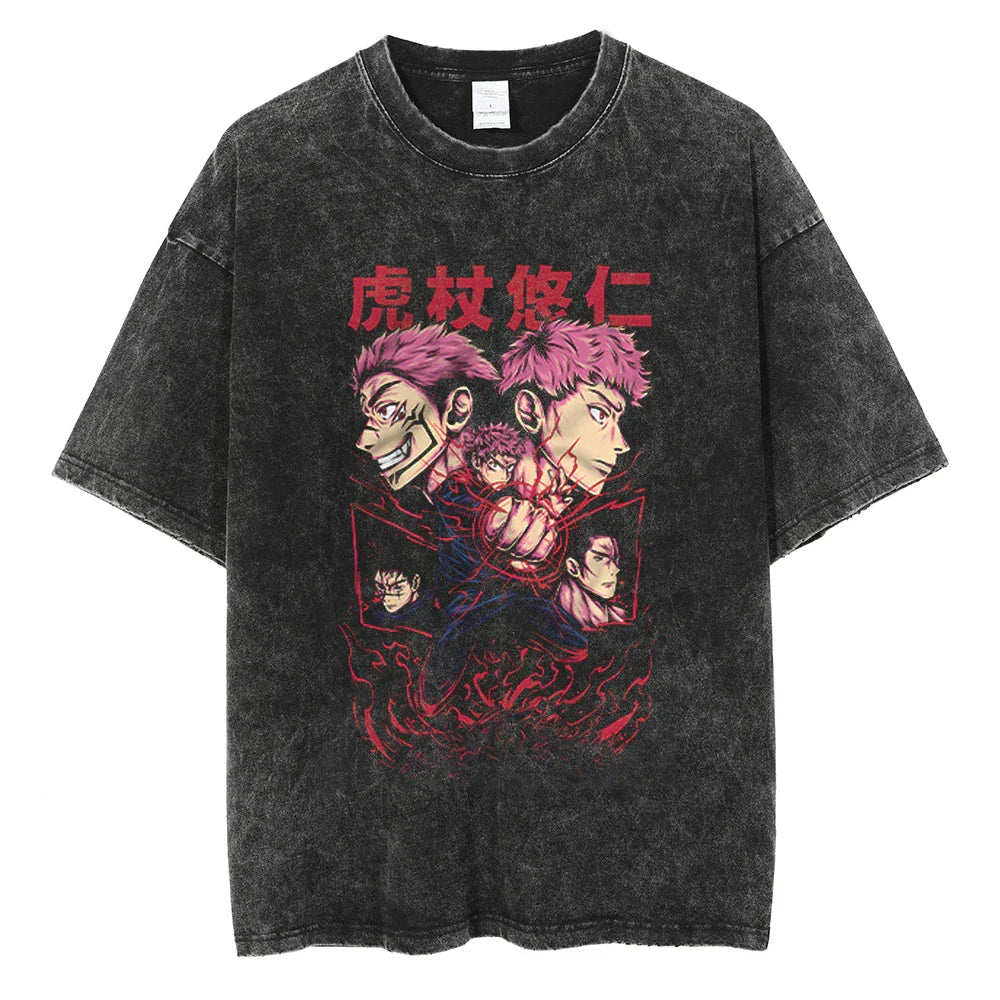 Jujutsu Kaisen Itadori Cursed Spirit Battler Oversized Vintage T-Shirt