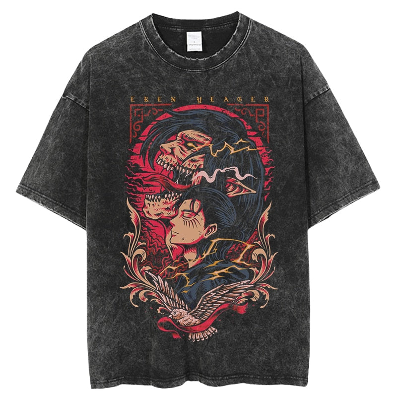 Attack On Titan Vintage Graphic T Shirt Eren Jager
