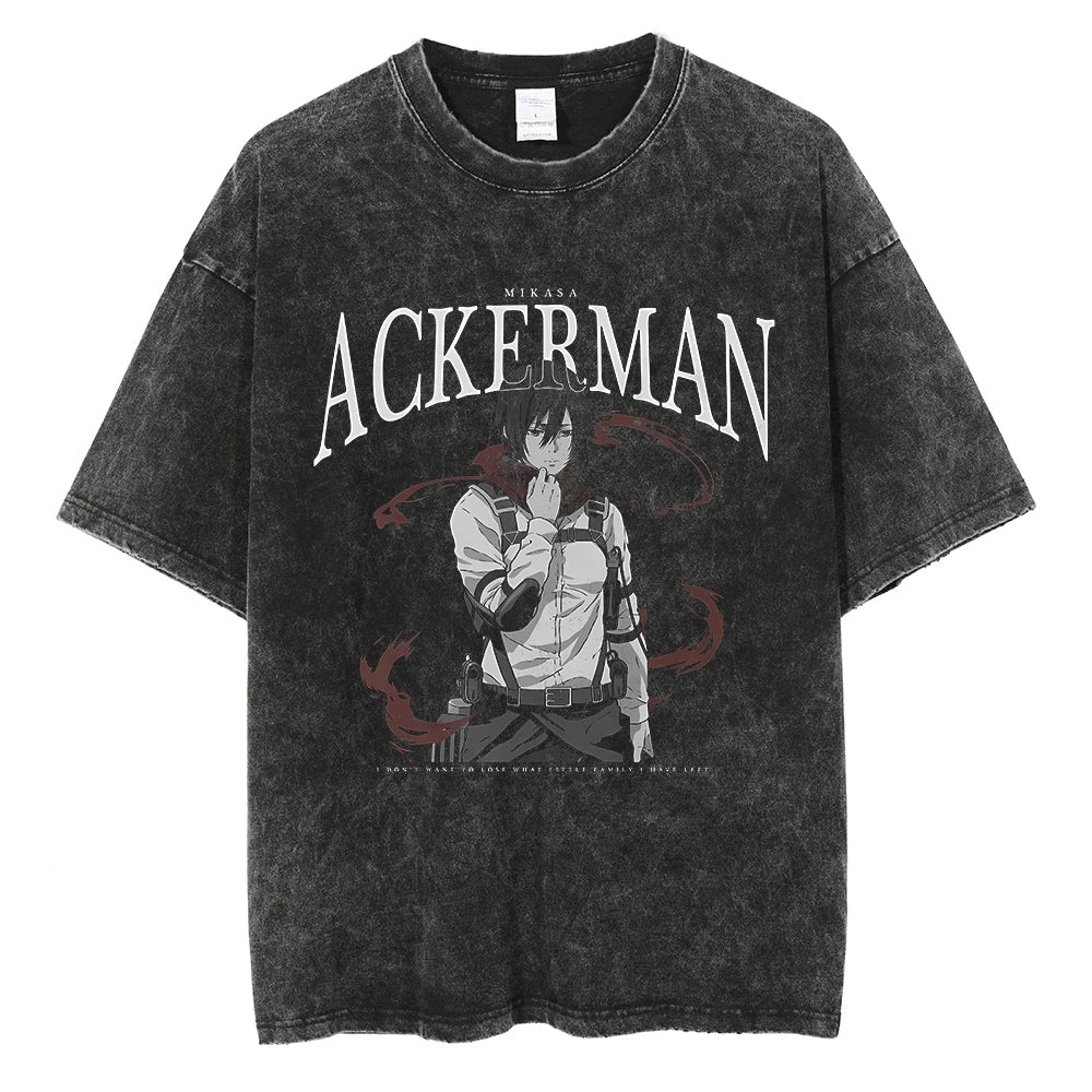 Attack on Titan Mikasa Unbreakable Will Oversized Vintage T-Shirt